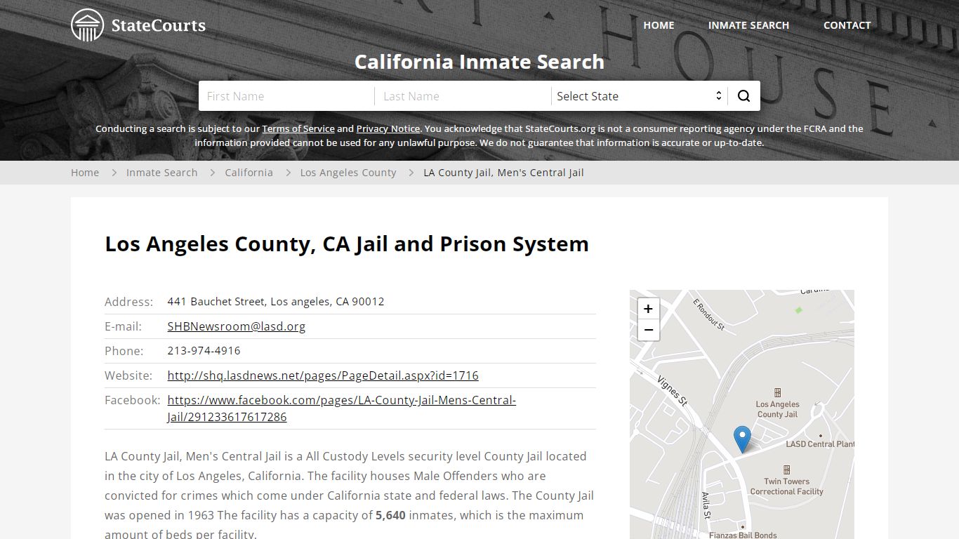 LA County Jail, Men's Central Jail Inmate Records Search, California ...